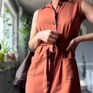 Sunbaked Orange Button Front Dress (S)